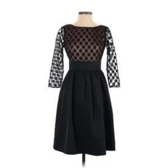 ✨Eliza J Black on Nude Polka Dot Mesh Dress Size 10✨ - Picture 6 of 16